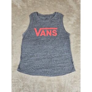 Vans Gray Heathered Sleeveless Tank Top Coral Logo Women's Size M